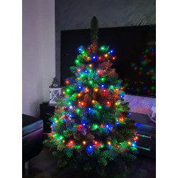 Umělý vánoční stromek - Jedle 150 cm s LED řetězem - color